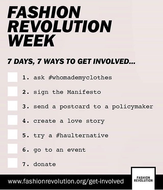El primer día de #fashionrevolution!! Esta semana uniros al movimiento hacia una moda más sostenible y consciente de estas sietes maneras️ #whomademyclothes  #modaética #slowfashion #ecofashion #sustainablefashion #mademyclothes #handmade #ecocostura #sostenible #muchafibra